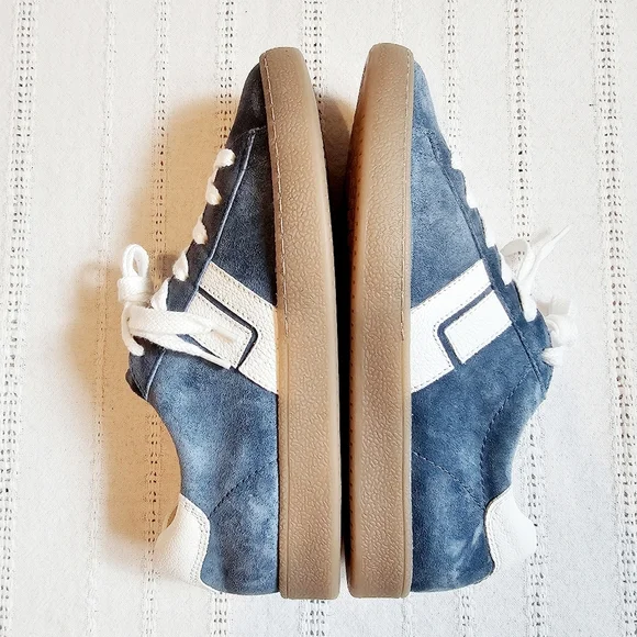 Paul Green Renner Sneakers Suede Handmade Leather Lake White Combo Lace Up 6.5